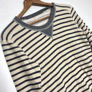 J. Crew Stripe Henley Navy Blue Ivory Thermal XS